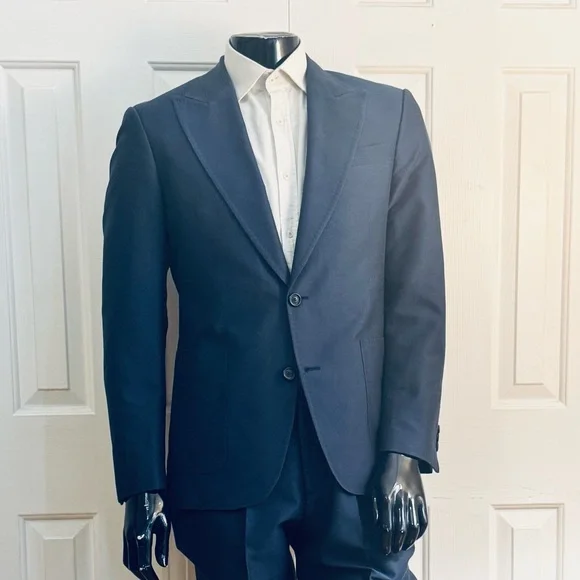 Zara Blue Slim Fit Suit Wide Lapel - Picture 2 of 6